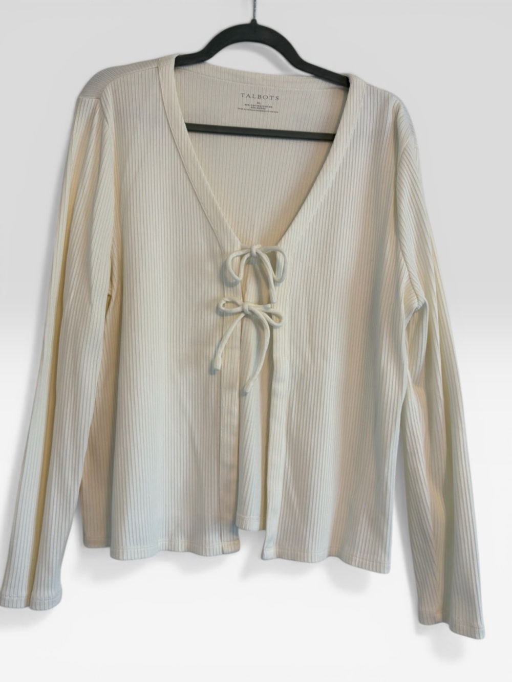 ✨ ELEVATED CLASSIC: Talbots Ribbed Tie-Front Twin Set | Jacket + Tank | XL ✨ - Picture 12 of 13
